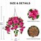 Fake Hanging Flowers with Basket – Artificial Bougainvillea Silk Plants, Hot Pink Faux Flowers for Outdoor Front Porch, Patio, Garden, and Balcony Décor
